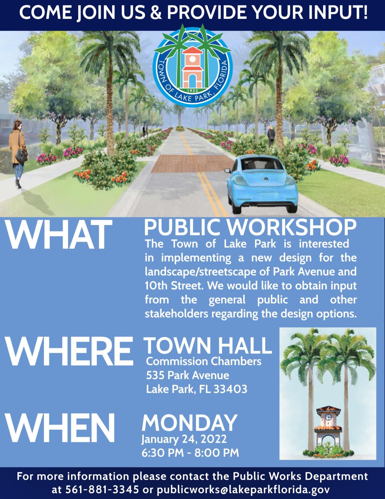 REVISED - Park Avenue and 10th Street Streetscape-Landscape Public Workshop Flyer