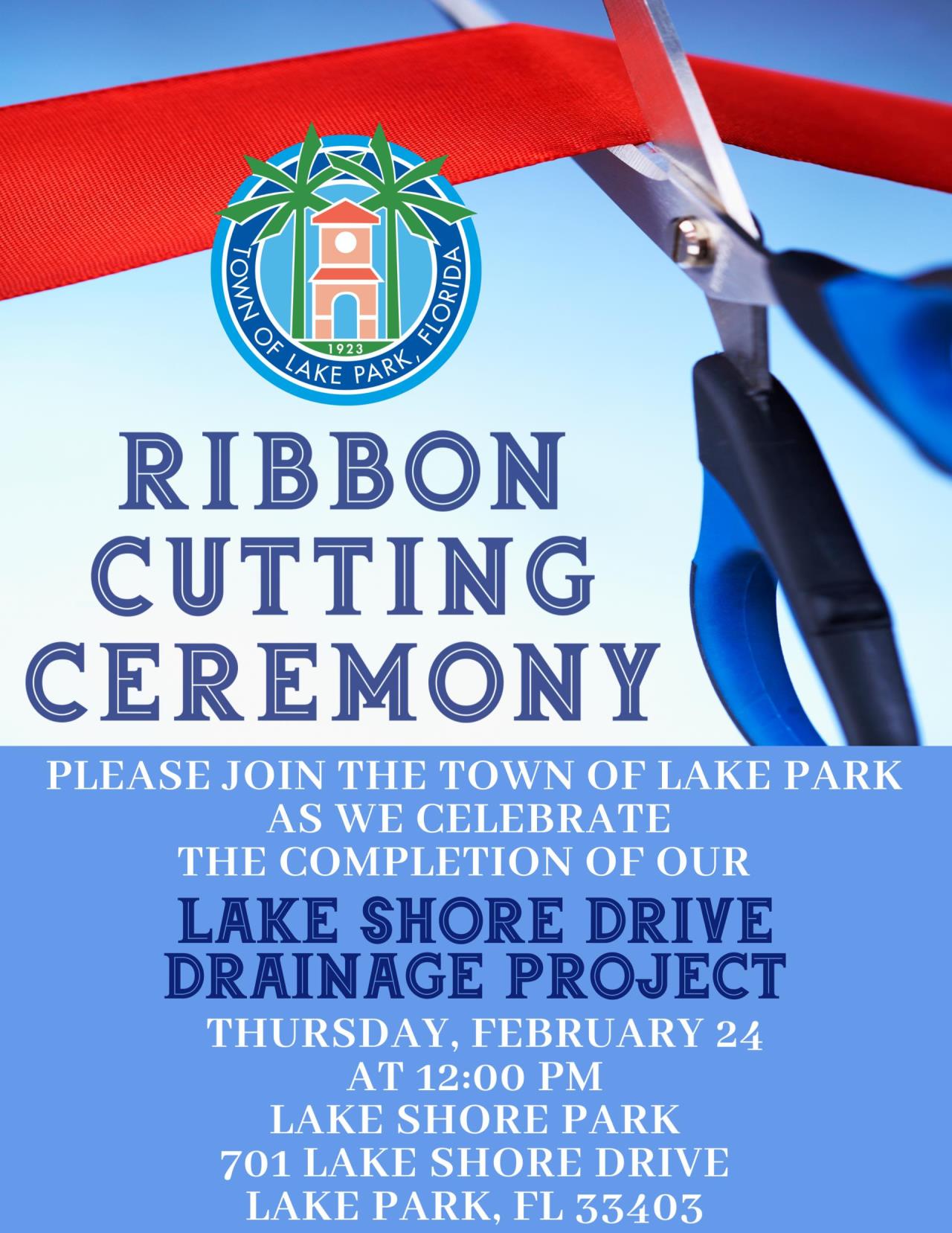 Ribbon Cutting - Lake Shore Drive Drainage Flyer