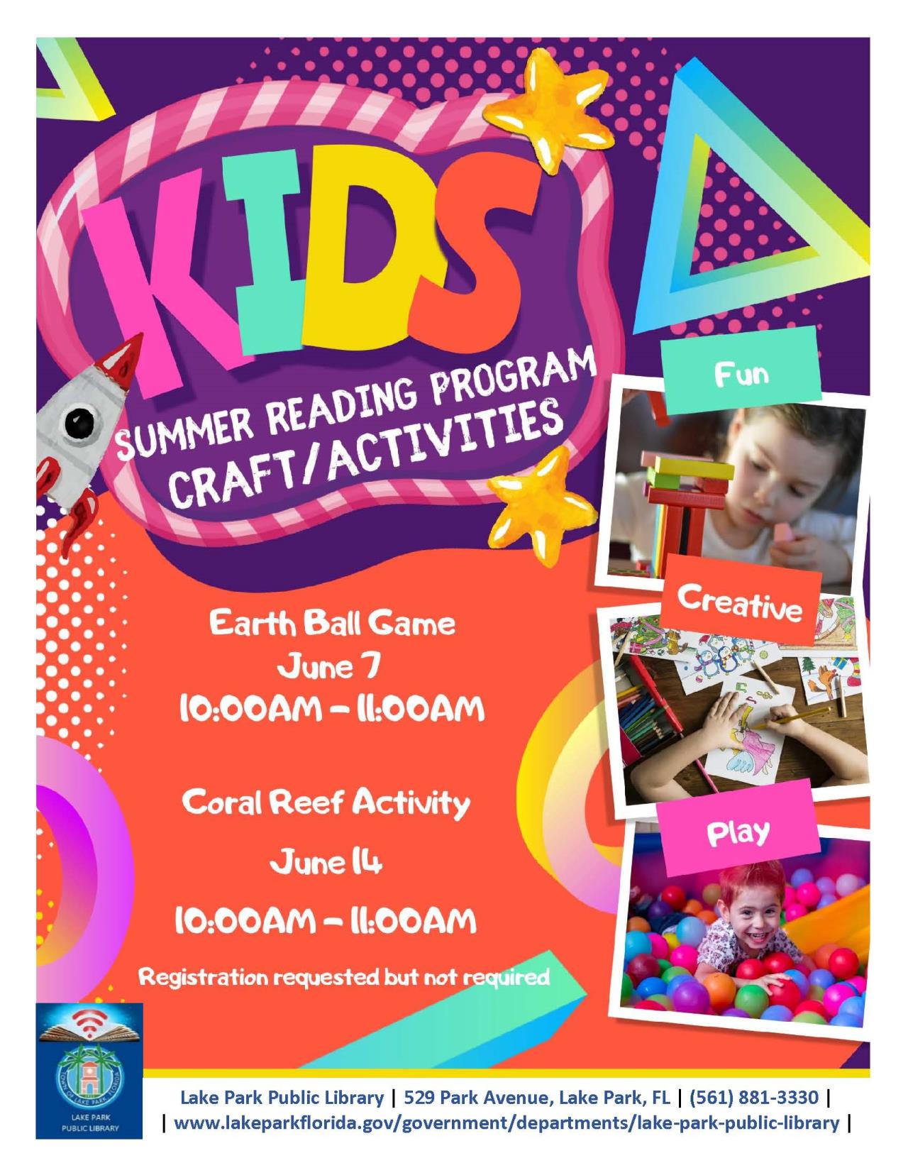 Kids Summer Reading Program Craft Activities June