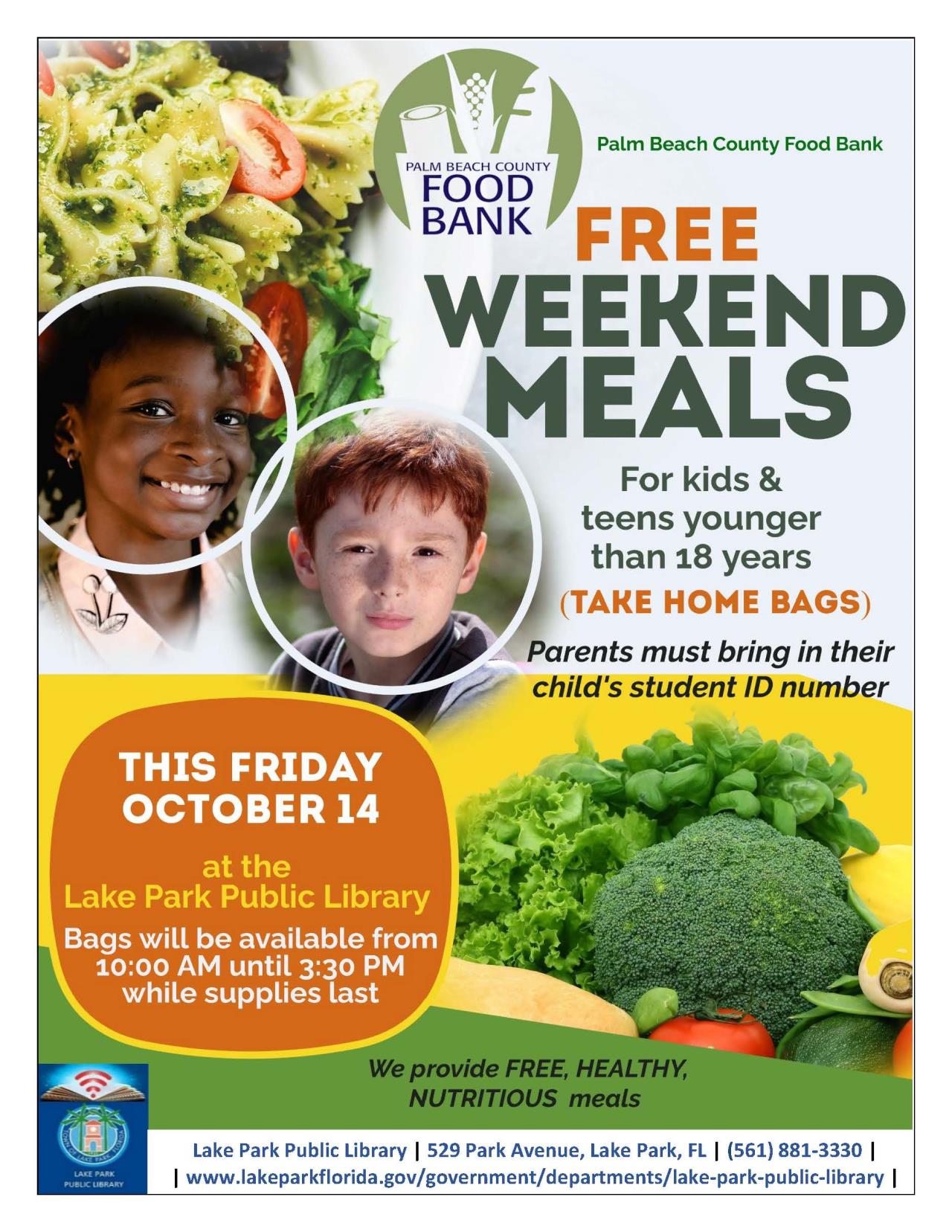 PBC Food Bank Weekend Meals for Kids ONCE