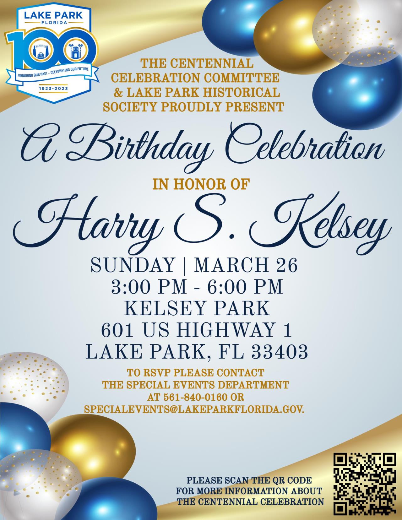 Harry Kelsey Birthday Celebration Flyer