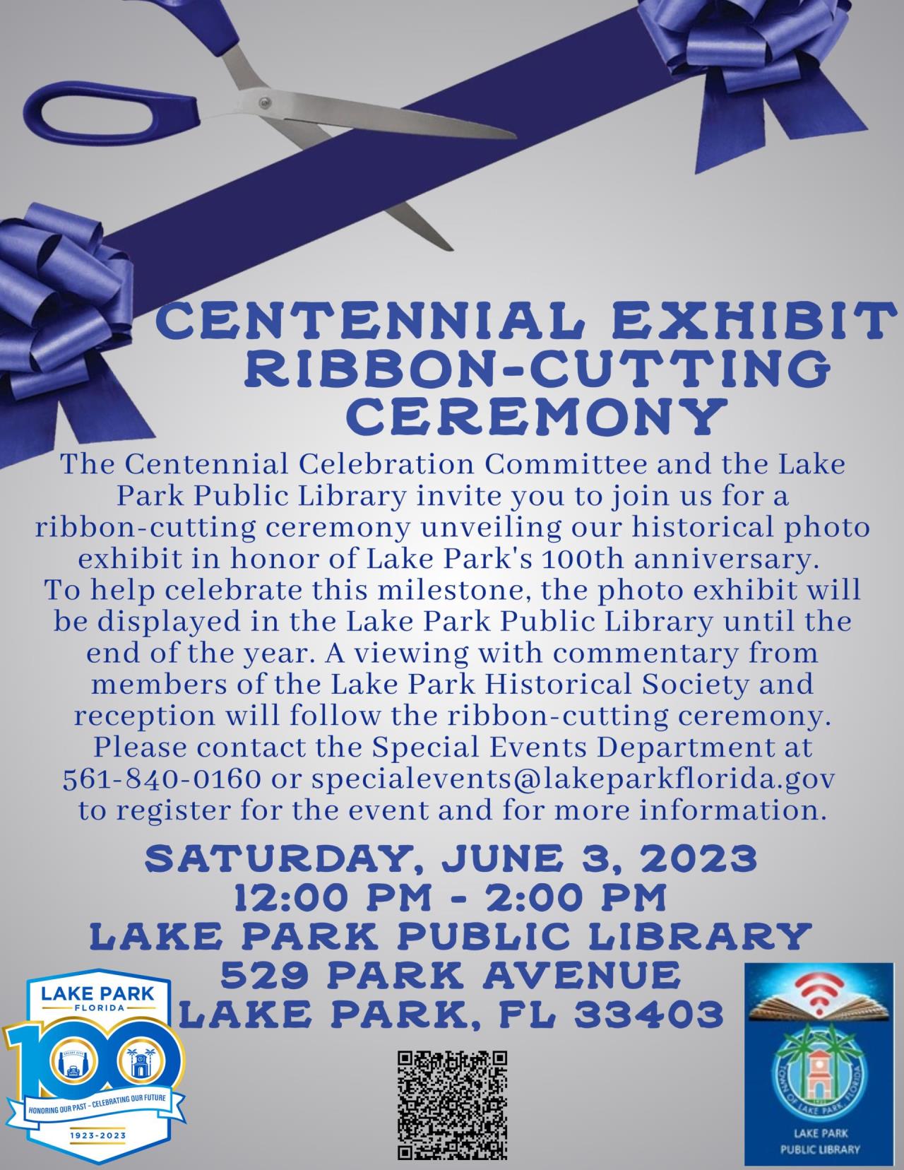 Centennial Exhibit Ribbon Cutting Flyer