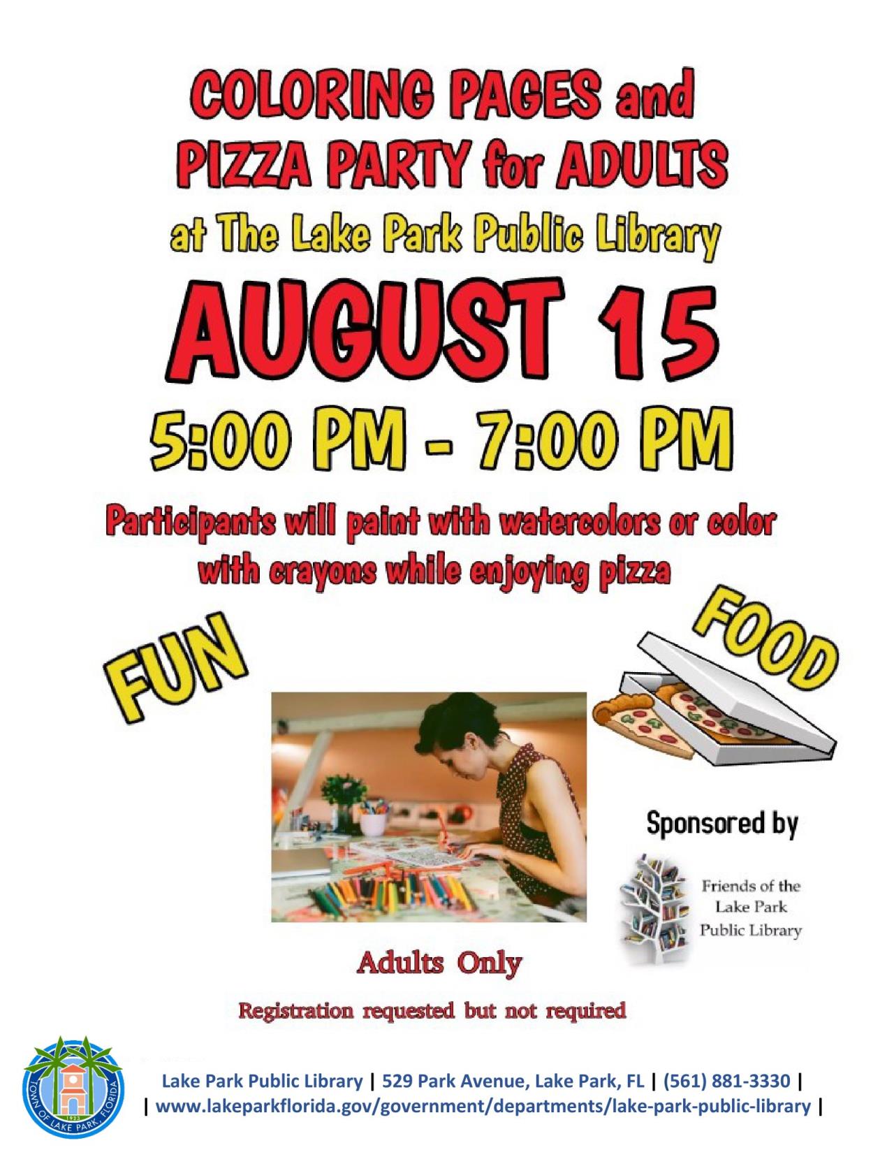 August Coloring Pages & Pizza Party for Adults 2