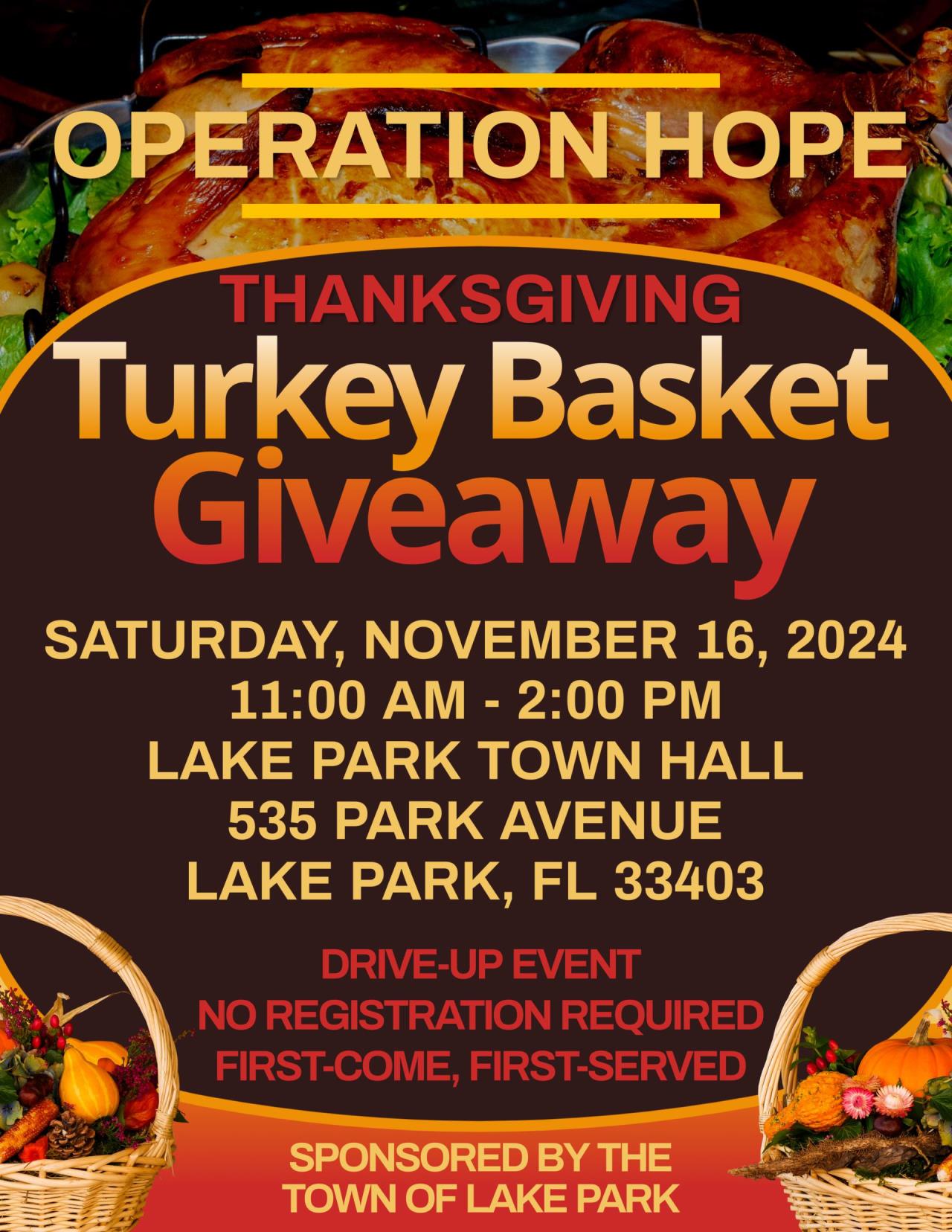 2024 Operation Hope Turkey Basket Giveaway Flyer